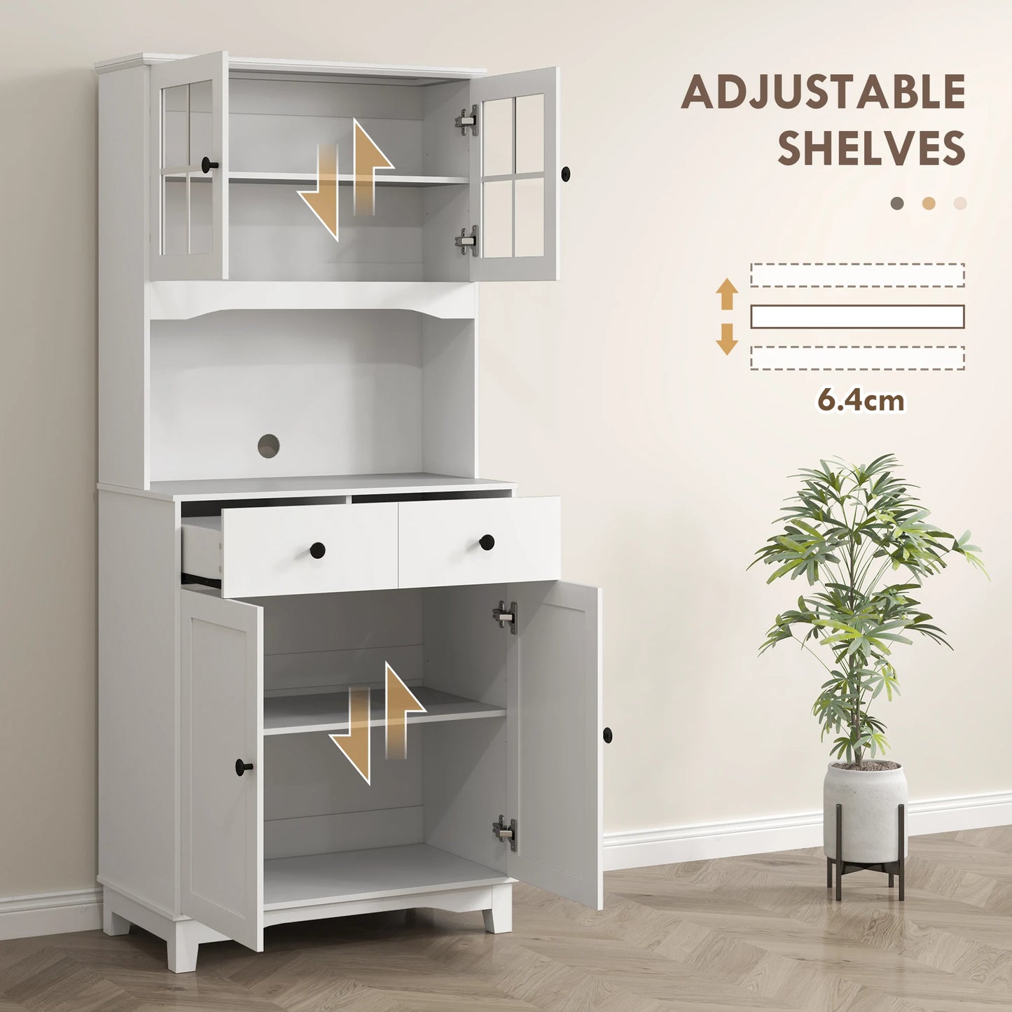 Hoge Kast – Opbergrek – Magnetronkast – Keukenkast – Strak Design – Magnetronplank – Eenvoudig Te Monteren