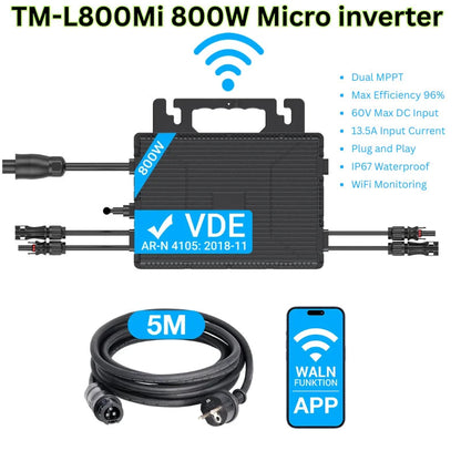 800W Zonnestroom Omvormer – Solar Inverter – Solar Omvormer – Grid Tie Omvormer – Zonnepanelen Omvormer – Wifi Monitoring – Compact IP67 Waterdicht