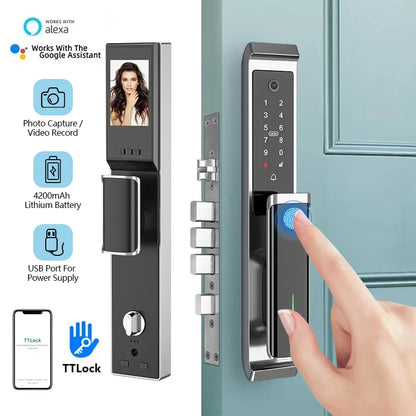 Deurslot – Slim Deurslot – Elektronisch Slot – Smart Lock – Vingerafdrukslot – Aluminiumlegering – Bluetooth Connectiviteit - 30x300 - 6068