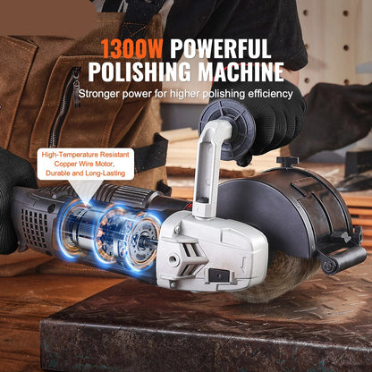 Polijstmachine - Poetsmachine - Polijstschijven - Burnishing - Elektrisch Polijstsysteem - 1300W - met 6 Snelheden - voor Metaal, Hout en Staalbewerking