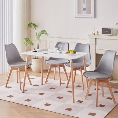 EGOONM Set of 4 / 6 Modern Dining Chairs Kitchen Chairs with Padded Seat Faux Leather Beech Wooden Legs for Kitchen Dining Room