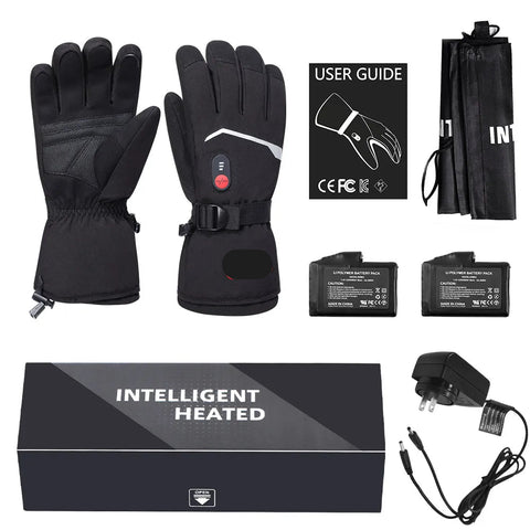 Savior Heat - Heated Gloves - Electric Heated Gloves - Winter Ski Heated Gloves - Heated Motorcycle Gloves - Goatskin - 3 Shift Temperature Control - Waterproof - Size M - Black