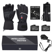 Savior Heat - Heated Gloves - Electric Heated Gloves - Winter Ski Heated Gloves - Heated Motorcycle Gloves - Goatskin - 3 Shift Temperature Control - Waterproof - Size L - Black