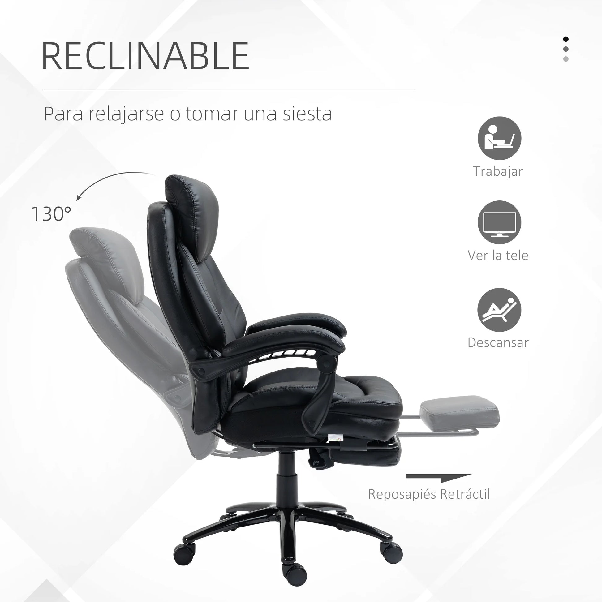 Bureaustoel – Ergonomische Stoel – Office Chair – Draaistoel – Gamingstoel – Verstelbare Zithoogte – Kantelbare Rugleuning Met Voetensteun - Zwart - QUORE