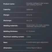 Fnirsi - Lasmachine - Elektrische lasmachine - Draagbare accu Puntlasser - DIY Mini Lasmachine - Accupack Lasapparaat - 5000mah - Zwart