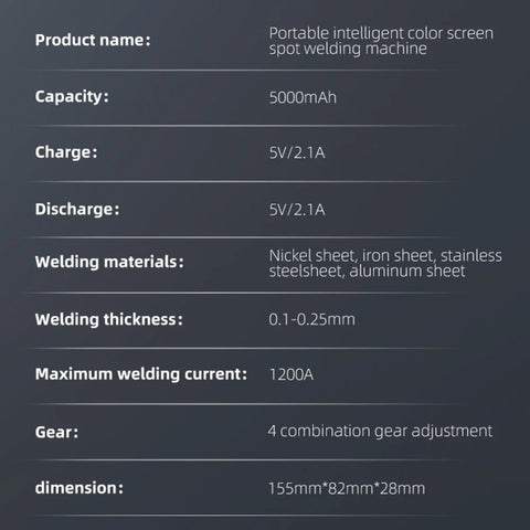 Fnirsi - Lasmachine - Elektrische lasmachine - Draagbare accu Puntlasser - DIY Mini Lasmachine - Accupack Lasapparaat - 5000mah - Zwart