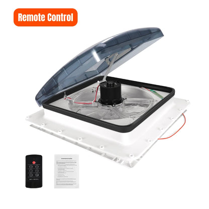 Elektrische Dakventilator Caravan – RV Dakventilator – Camper Ventilator – Dakventilator Met Afstandsbediening – Motorhome Ventilator – 3 Snelheden – Automatische Regensensor 40x40 cm 12V 20W - QUORE