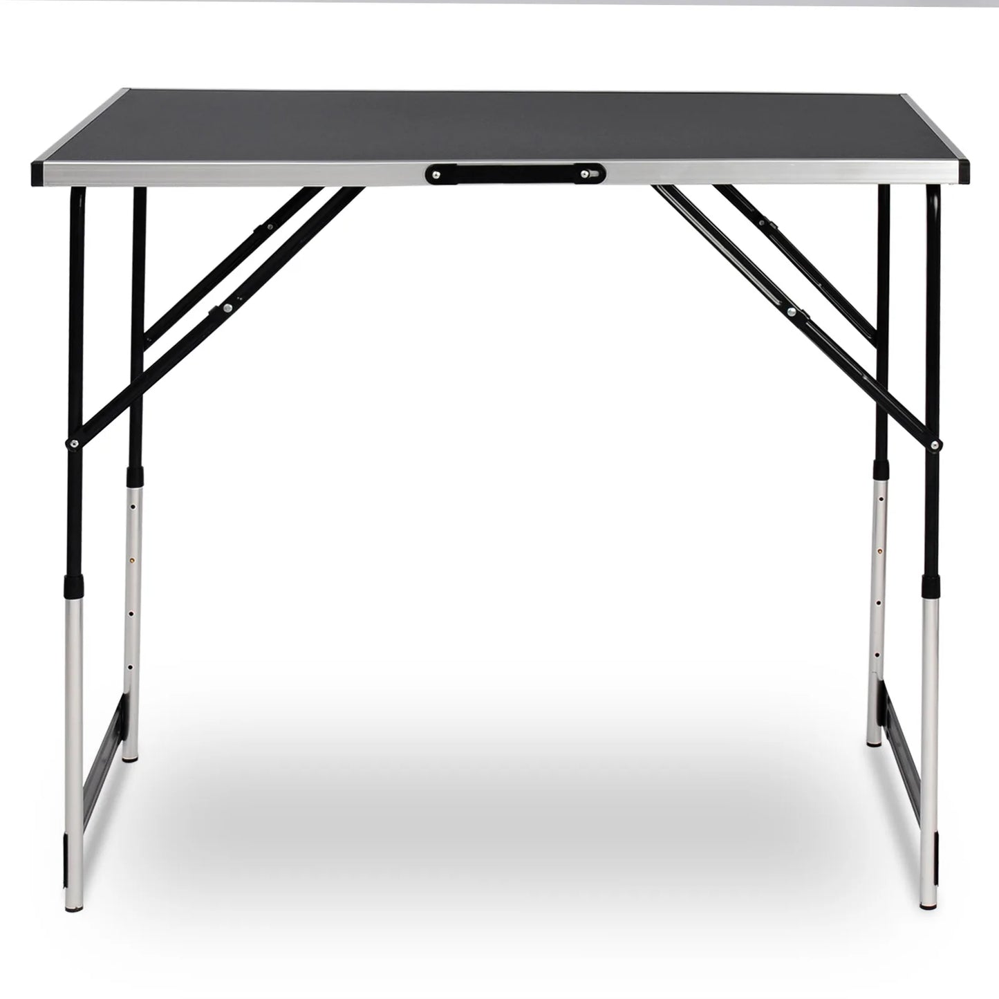 Inklapbare Tafel – Klap – Camping – Opvouwbare - Verstelbare Hoogte - Aluminium - Lichtgewicht - Buitentafel - BBQ - Tuin - Balkon - Picknick - Grijs - QUORE