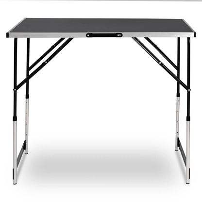 Inklapbare Tafel – Klap – Camping – Opvouwbare - Verstelbare Hoogte - Aluminium - Lichtgewicht - Buitentafel - BBQ - Tuin - Balkon - Picknick - Grijs - QUORE