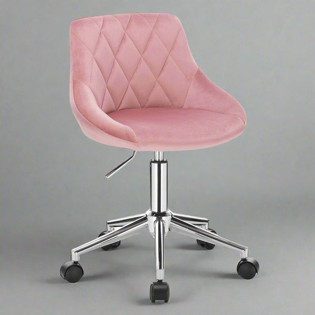 Office Stool Chair Desk Beautician's Club Chair Velvet Height Adjustable Swivel Chair with Wheels Home Office Backrest Chair