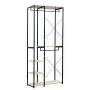 Standing rack - Storage rack - Shelving unit - Shoe rack - Hanging clothes - Waterproof - Assembly - Living room - Black and Light Oak
