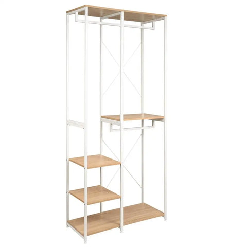 Standing rack - Storage rack - Shelving unit - Shoe rack - Hanging clothes - Waterproof - Assembly - Living room - Black and Rust brown