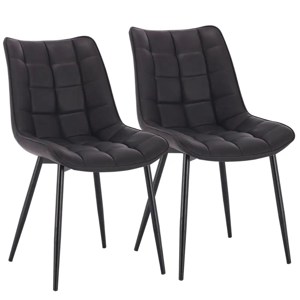 Eetkamerstoel – Stoel – Zitstoel – Achterstoel – Kuipstoel – Metalen Frame – Lederlook Bekleding - QUORE