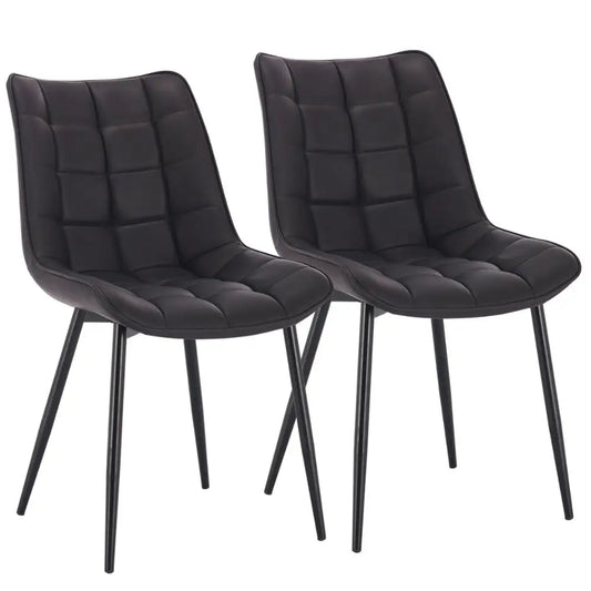 Eetkamerstoel – Stoel – Zitstoel – Achterstoel – Kuipstoel – Metalen Frame – Lederlook Bekleding - QUORE