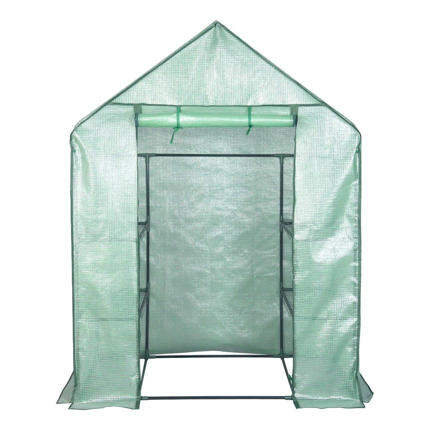 Foliekas - Broeikas - Hobbykas - Kweekkas - Huishoudelijke Schuur - voor Tomaten  - Planten - Beschermt Tegen Kou - Regen - Vorst - PER - Geverfde Stalen Buizen - 143 x 215 x 195 cm - Groen