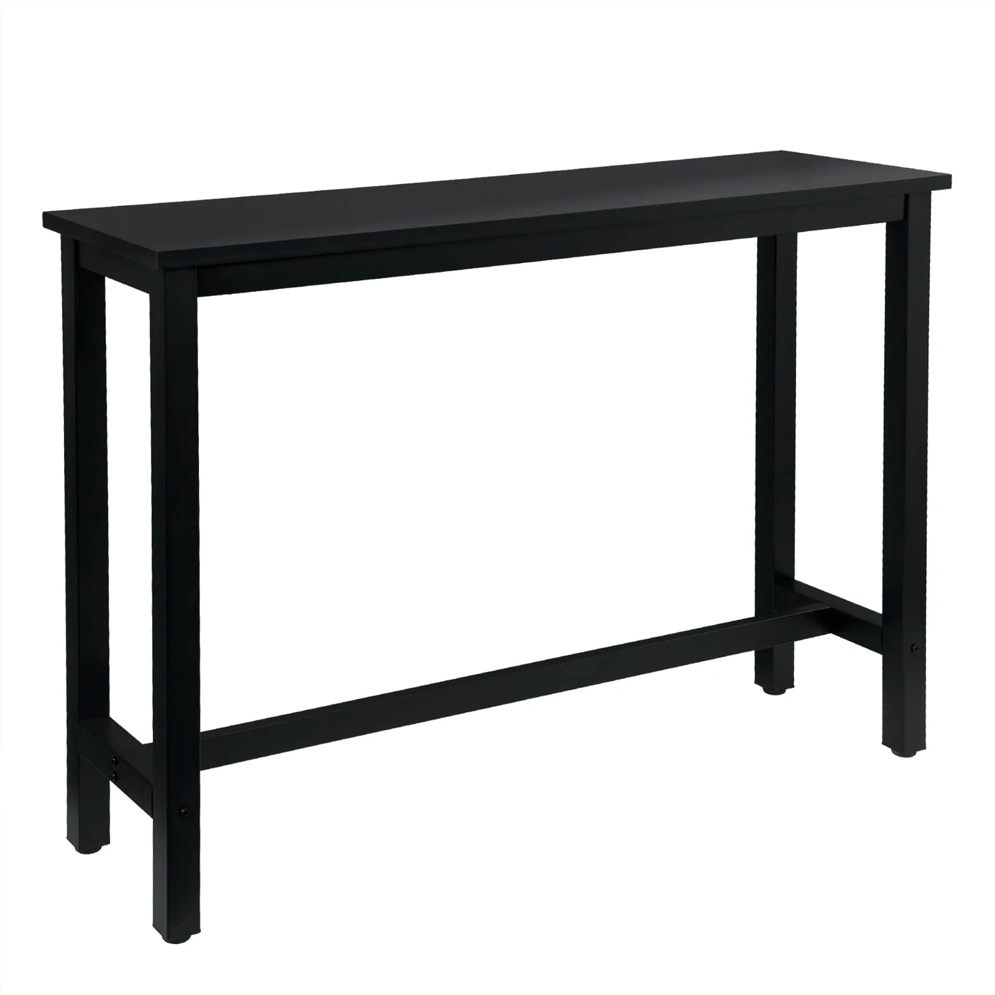 Bartafel - Tafel - Bistrotafel - 140x40x100cm - Met Voetsteun en Metalen Frame - Ontbijttafel - Eettafel - Koffietafel of Sidetable - Zwart - QUORE