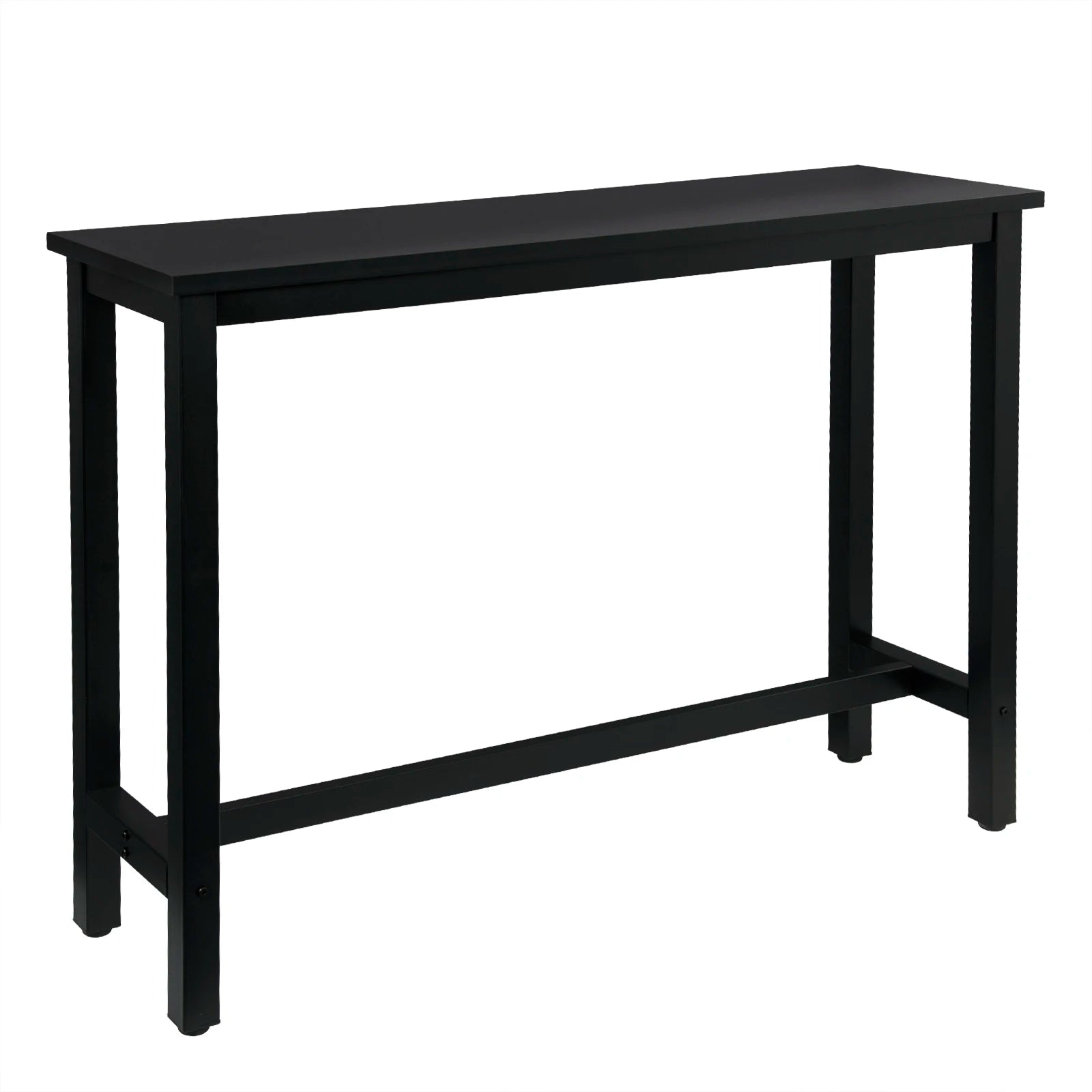 Bartafel - Tafel - Bistrotafel - 140x40x100cm - Met Voetsteun en Metalen Frame - Ontbijttafel - Eettafel - Koffietafel of Sidetable - Zwart - QUORE