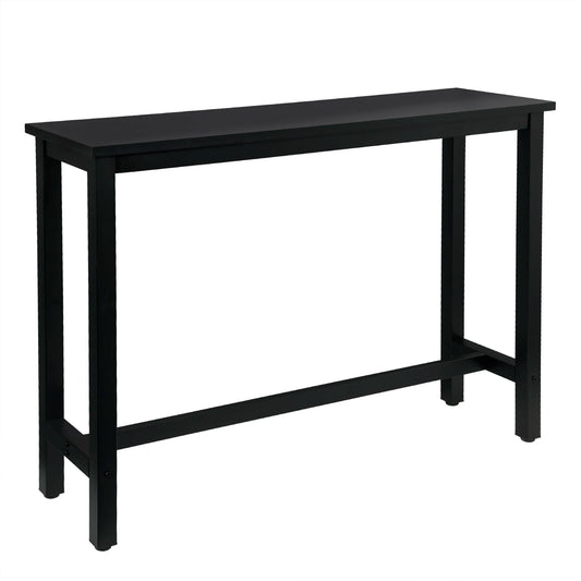 Bartafel - Tafel - Bistrotafel - 140x40x100cm - Met Voetsteun en Metalen Frame - Ontbijttafel - Eettafel - Koffietafel of Sidetable - Zwart - QUORE