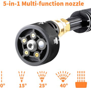 Snoerloze Hogedrukreiniger - Draagbare 21V Hogedrukreiniger - Snoerloos & Krachtig - Hogedrukreiniger - Hogedrukpistool - Draagbare Hogedrukreiniger - met 5M Slang - met 5 in 1 Sproeikop - Zwart