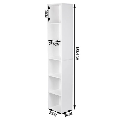 Boekenkasten - Boekenplank - Wandplank - Boekenrek - 30x23.5x158.4cm - 6 vakken - voor Kantoor Woonkamer Lezen Studeerkamer - Oak - QUORE