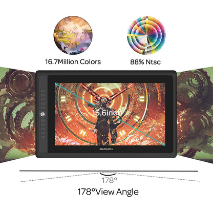 A+ PD156PRO Graphics Tablet Display for Drawing 15.6" Full-Laminated IPS HD Screen with 8192 Levels Battery-Free Pen - QUORE
