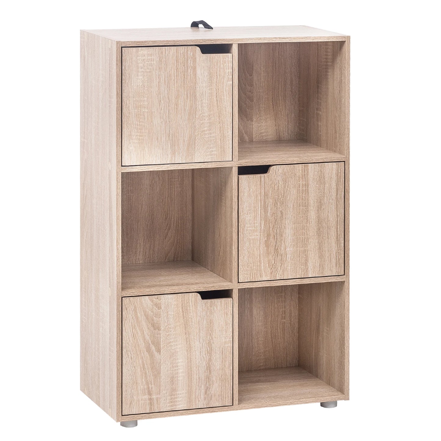 Boekenkasten - Boekenplanken - Boekenkasten Hout – Vrijstaand Wandrek met 6 Vakken & Deuren – Opbergkast voor Boeken - Dossiers - Decoratie – Geschikt voor Woonkamer - Slaapkamer - Kantoor – 59,7x29,7x91cm - Eiken