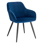 Eetkamerstoel - Eetkamer Stoelen - Lounge Stoel - Fauteuil - met Stalen Poten en Rugleuning - voor Woonkamer en Vrijetijdsrestaurant - Blue en Zwart