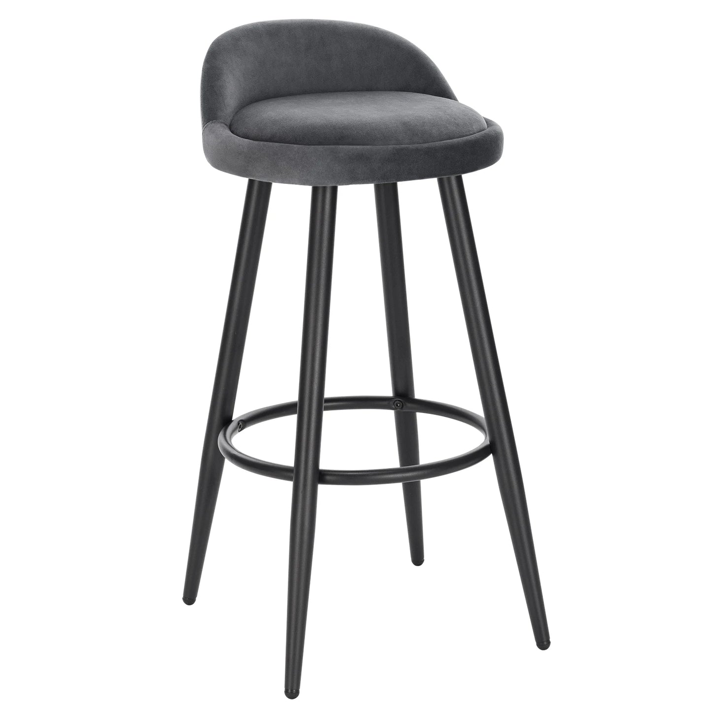 Barkruk Set van 2 - Stoel - Kleine stoel - Keukenstoel - 37,5 cm x 34 cm - Donkergris - QUORE