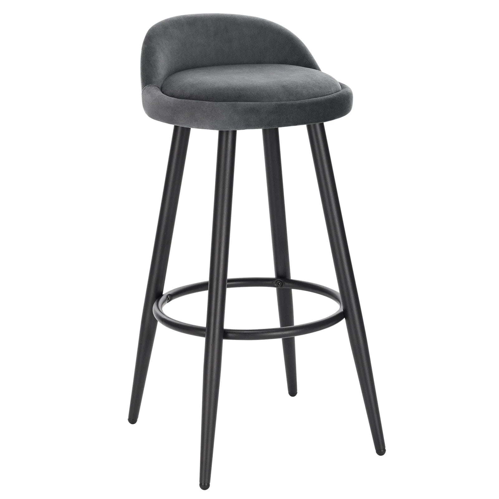Barkruk Set van 2 - Stoel - Kleine stoel - Keukenstoel - 37,5 cm x 34 cm - Donkergris - QUORE