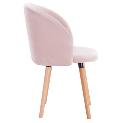 Eetkamerstoelen – Set van 4 – Velvet Stoelen – Houten Stoelen – Ergonomisch Design – Massief Houten Frame - Roze
