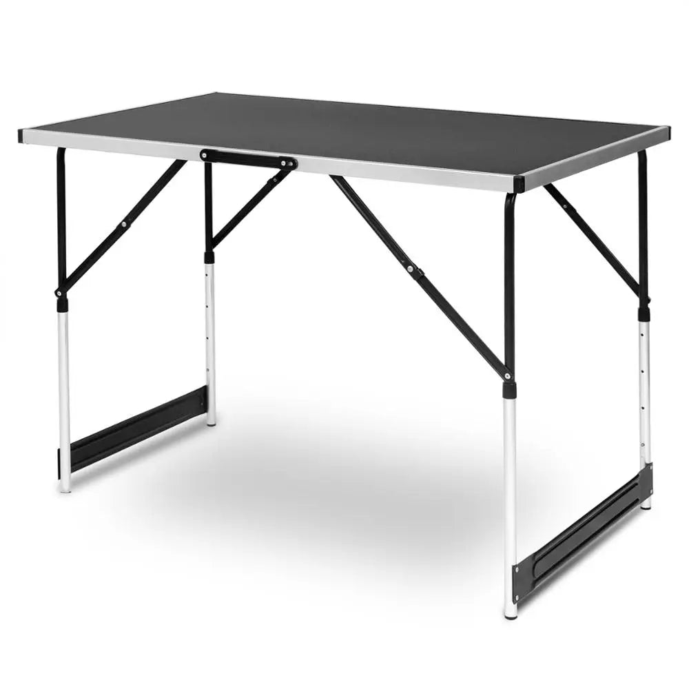Inklapbare Tafel – Klap – Camping – Opvouwbare - Verstelbare Hoogte - Aluminium - Lichtgewicht - Buitentafel - BBQ - Tuin - Balkon - Picknick - Zwart - QUORE