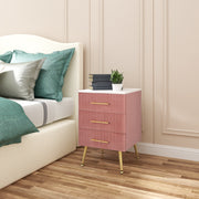 Bijzettafel - Bedtafel - Nachtkastje - Slaapkamer tafel - Nachtkastje met lades - slaapkamer meubilair - 3 Laden - 80kg - Roze