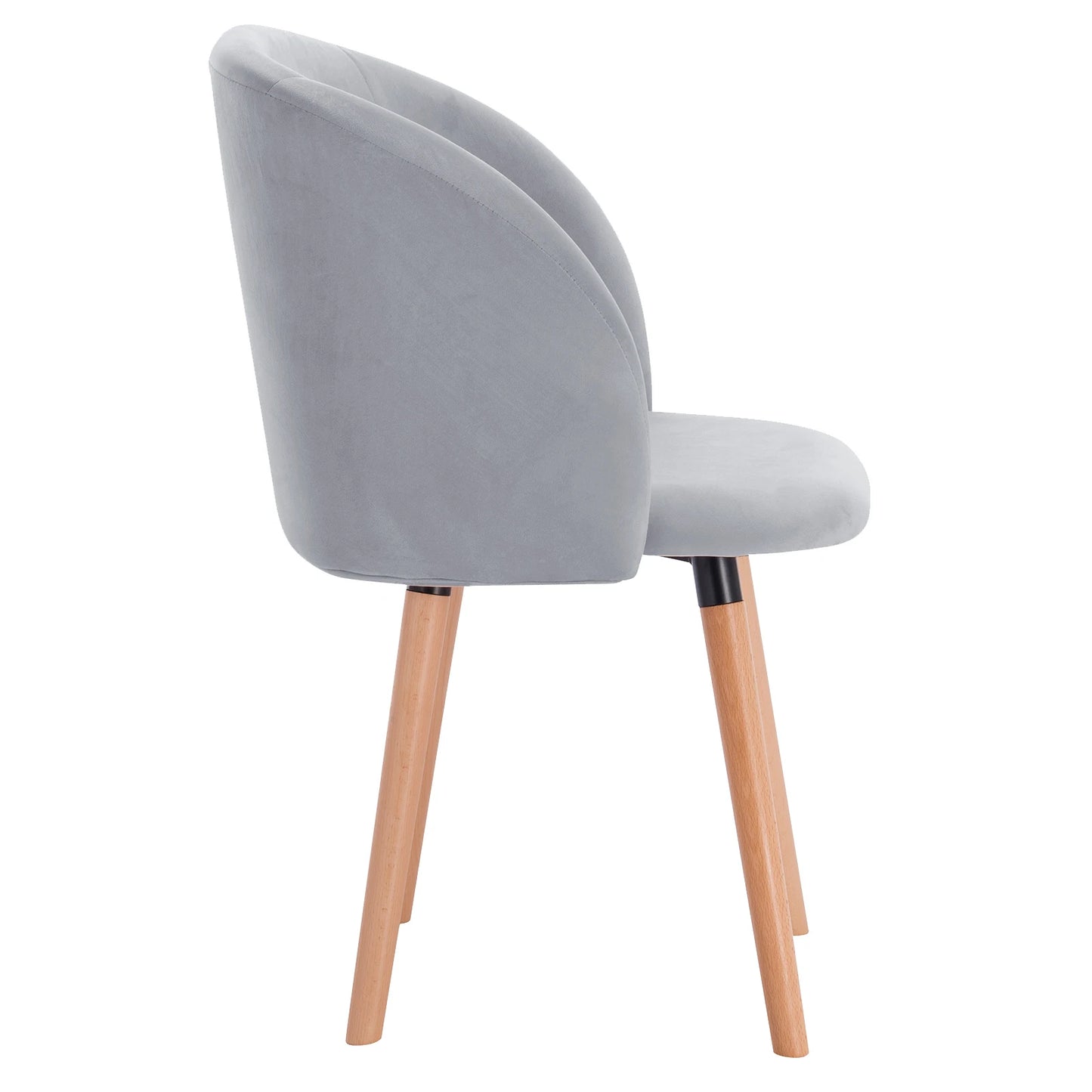 Eetkamerstoelen – Set van 4 – Velvet Stoelen – Houten Stoelen – Ergonomisch Design – Massief Houten Frame - Grijs