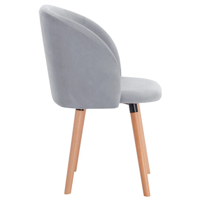 Eetkamerstoelen – Set van 4 – Velvet Stoelen – Houten Stoelen – Ergonomisch Design – Massief Houten Frame - Grijs