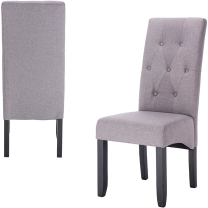 Eetkamerstoelen - Keukenstoel - Eetstoel - Eetkamerstoel - met Hoge Rugleuning en Gevoerde Zittingen - Massief Houten Poten - 2 Packs - Fluweel - Lichtgrijs