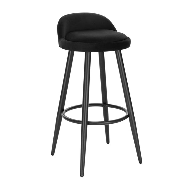 Barkruk - Bar stoel - Bar stoelen set 2 - Cafékruk Barmeubilair - Bar gereedschap cocktails - Fluwelen barkrukken - 120 kg - Zwart fluweel