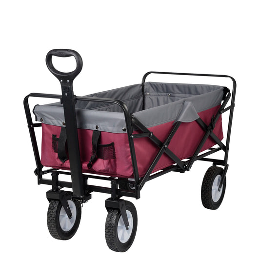 Tuinwagen - Tuinkar - Bolder - Transport - Strand - Heavy-duty - Plat- en - Hekwerkontwerp - 360° Draaibare Wielen - Voor Tuin - Erf - en Magazijn - Ergonomische Handgreep - Draagvermogen 80kg - Paars Grijs