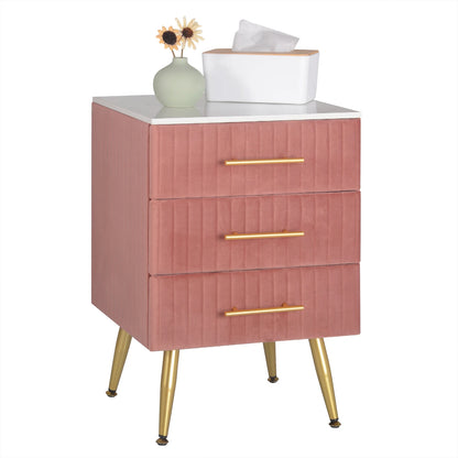 Ladekast - Commode - Opbergkast - met Verwijderbare Verschoontafel – 3 Lades - Moderne Nachtkastje - 40,5x62x41 cm – Slaapkamer Bijzetkast - Koffietafel - Roze
