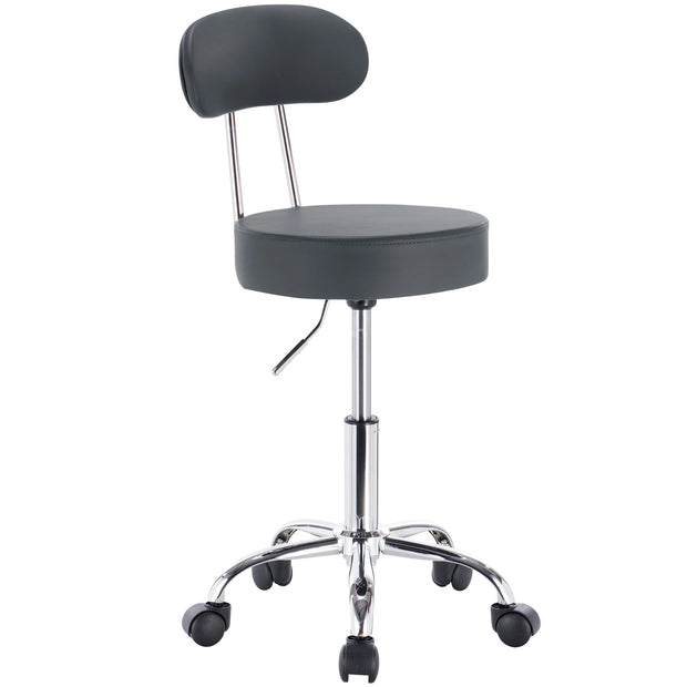 Office Chair - Chairs - Salon Chair - Adjustable Height - Ergonomic Style - Backrest - Faux Leather - 360° Rotation - Swivel - Comfortable - Gray