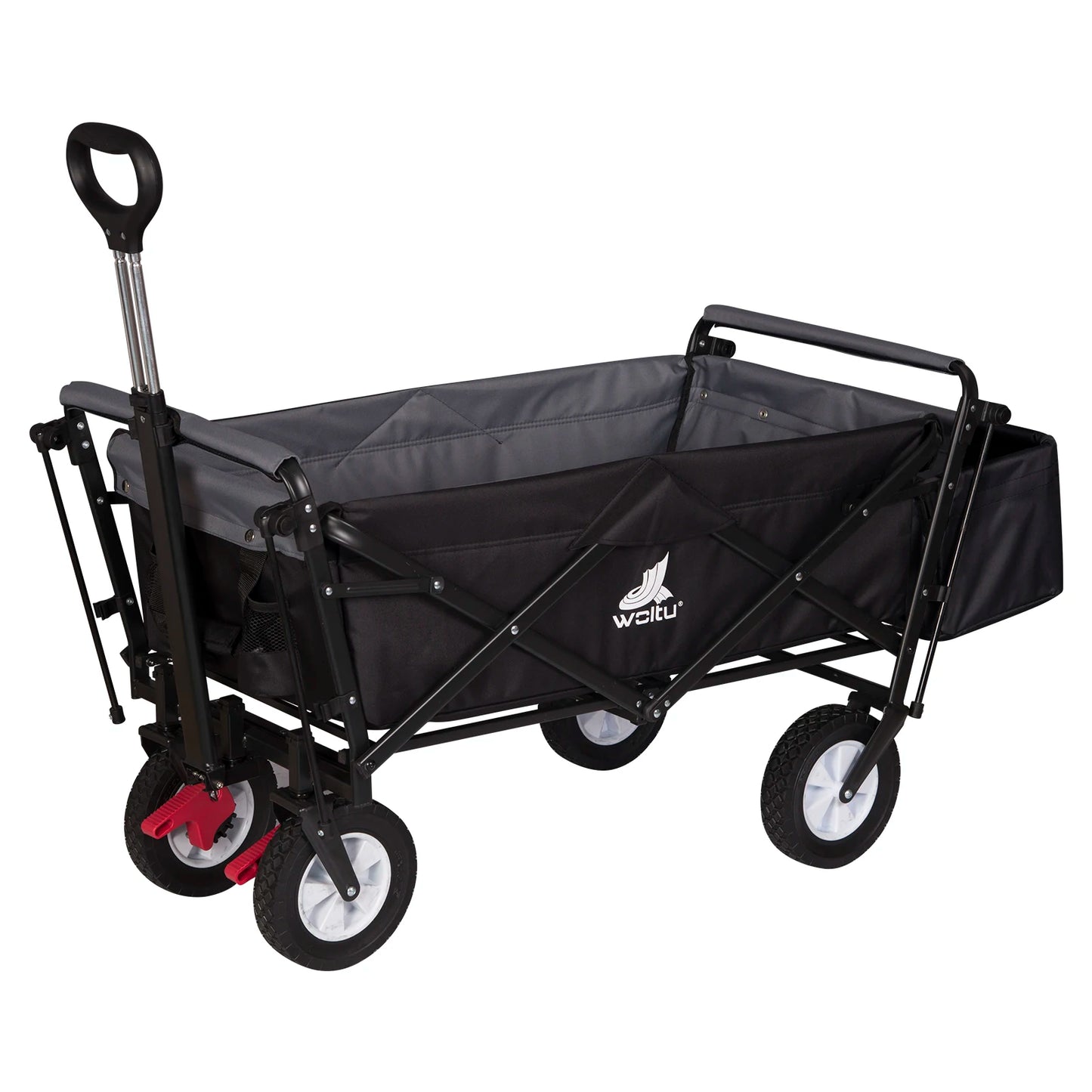 Tuinkar – Opvouwbare - met Dak - Wagen - Strand - Bolder - Boodschappen - Transport - Remwielen - Stalen Frame –Zonbescherming - Heavy-duty - Draagbare Trolley - Draagvermogen 80kg - Fuchsia
