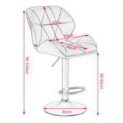 Adjustable Bar Stool - Bar Stool - Bar Stools with Backrest - Set of 2 - 360° Rotatable - Gas Spring - Steel Footrest - Leather Seat - Dark Gray Velvet