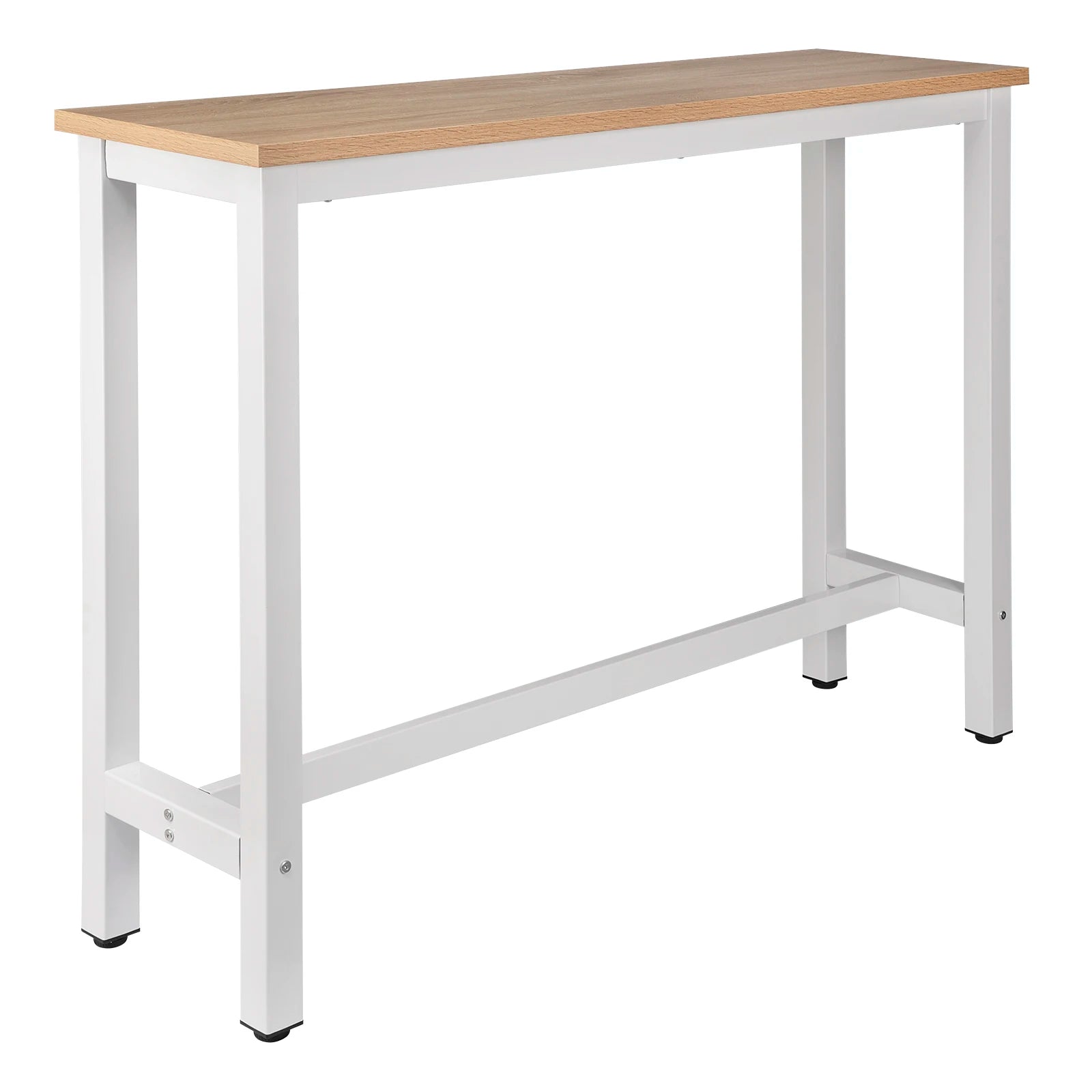 Bartafel - Tafel - Bistrotafel - 140x40x100cm - Met Voetsteun en Metalen Frame - Ontbijttafel - Eettafel - Koffietafel of Sidetable - Licht Eiken - QUORE