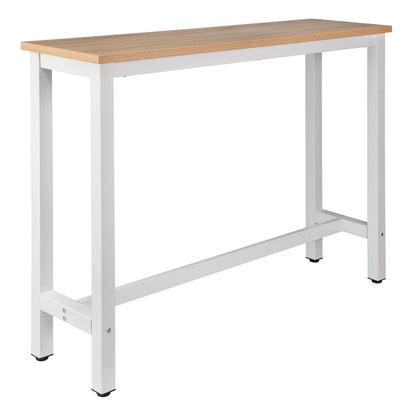 Bartafel - Tafel - Bistrotafel - 140x40x100cm - Met Voetsteun en Metalen Frame - Ontbijttafel - Eettafel - Koffietafel of Sidetable - Licht Eiken - QUORE