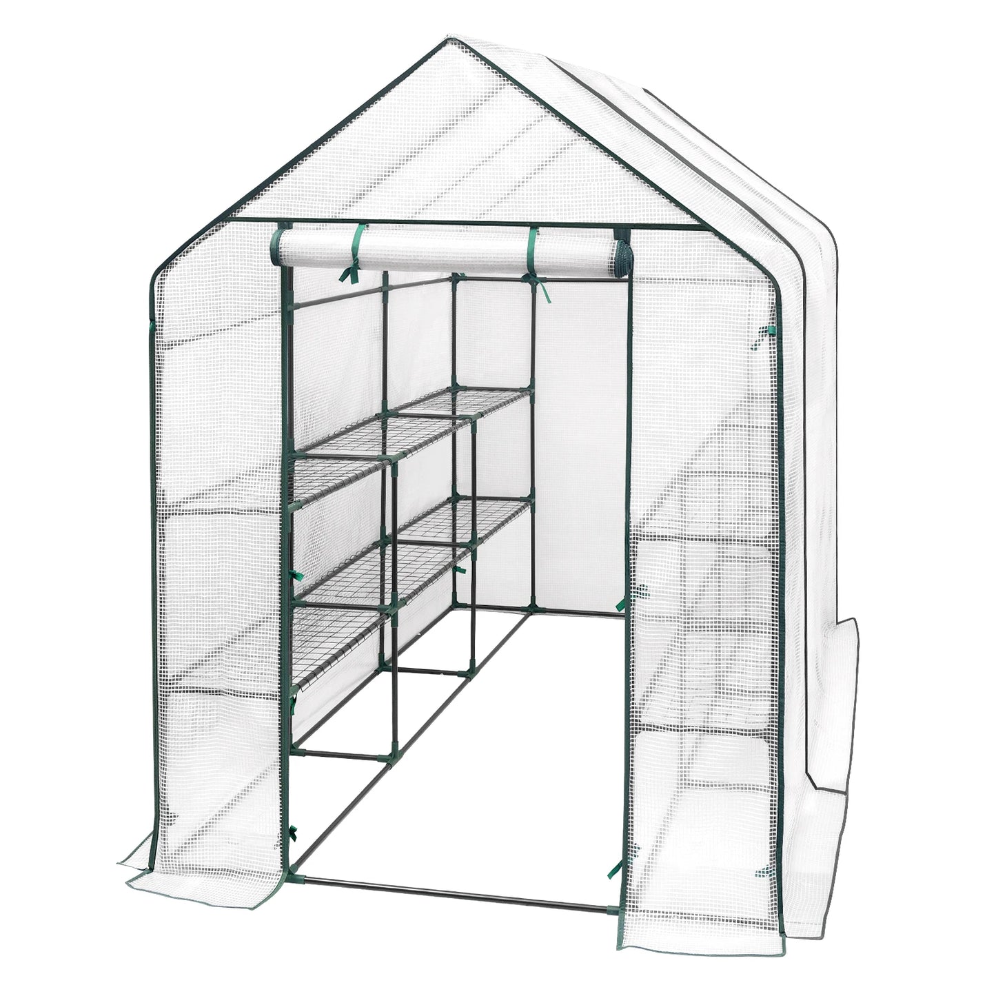 Foliekas - Broeikas - Hobbykas - Kweekkas - Huishoudelijke Schuur - voor Tomaten  - Planten - Beschermt Tegen Kou - Regen - Vorst - PER - Geverfde Stalen Buizen - 143 x 215 x 195 cm - Wit