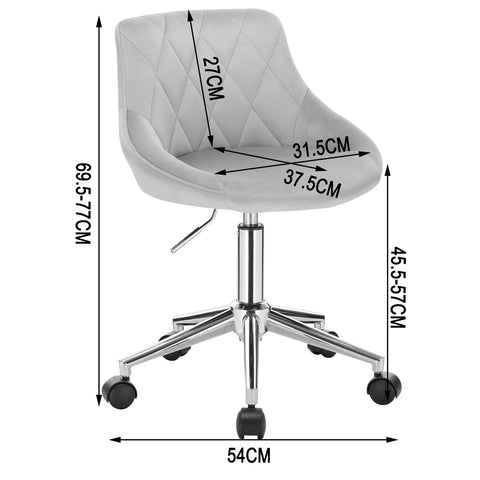 Office Stool Chair Desk Beautician's Club Chair Velvet Height Adjustable Swivel Chair with Wheels Home Office Backrest Chair