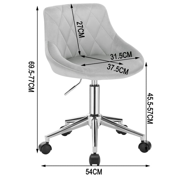 Office Stool Chair Desk Beautician's Club Chair Velvet Height Adjustable Swivel Chair with Wheels Home Office Backrest Chair