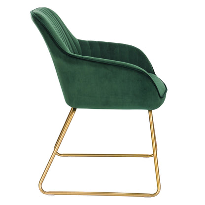 Eetkamerstoelen – Set van 4 - Fluwelen Stoelen – Comfortabele Stoelen – Metalen Pootjes – Ergonomisch Ontwerp – Zithoogte 45 Cm - Donkergroen