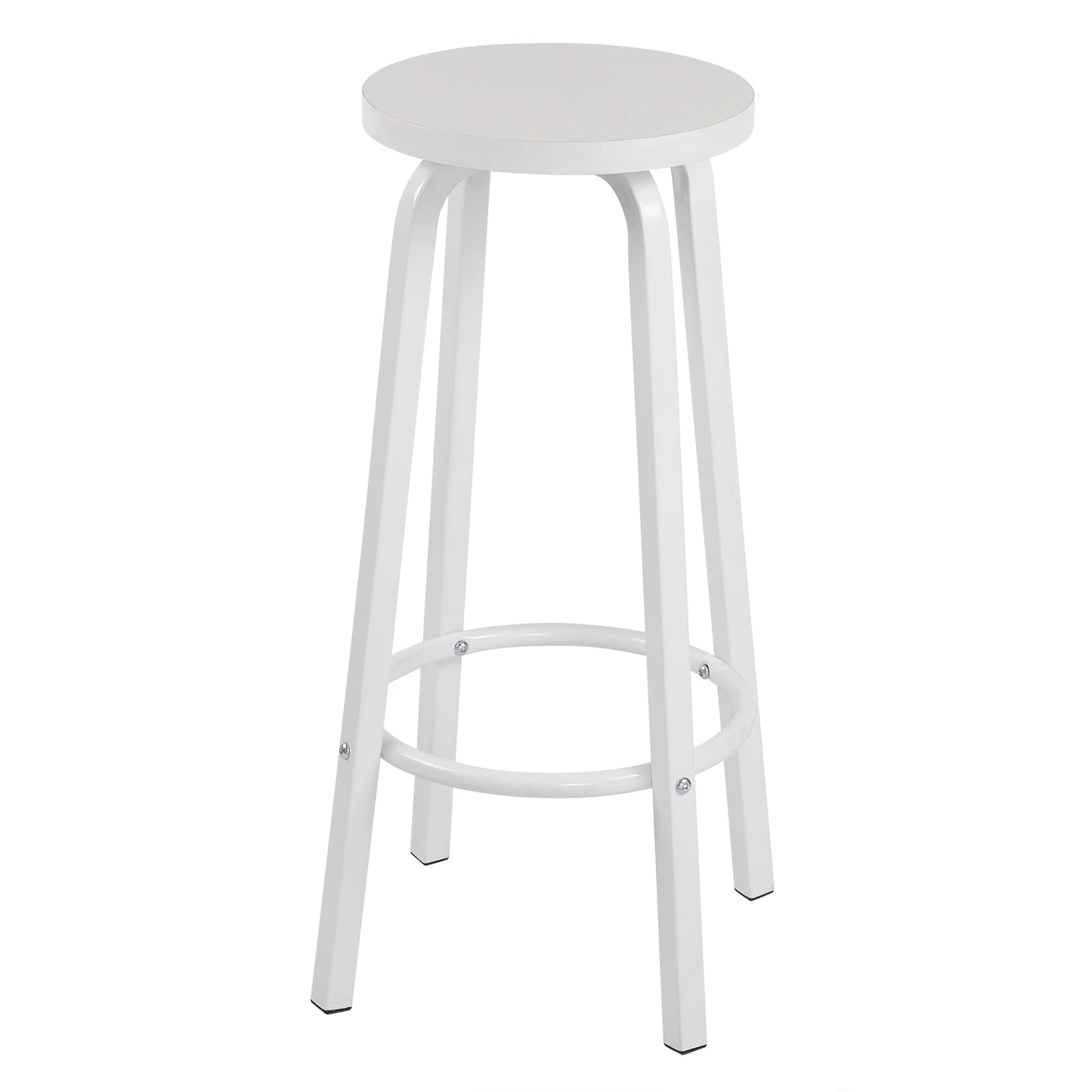 Barstoelen – Set van 2 - Barkrukken – Keukenstoelen – Barstoelen Set – Metalen Frame – MDF Zitting – Antislip Dop - Wit