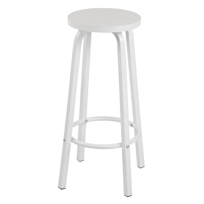 Barstoelen – Set van 2 - Barkrukken – Keukenstoelen – Barstoelen Set – Metalen Frame – MDF Zitting – Antislip Dop - Wit