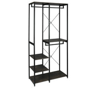 Standing rack - Storage rack - Shelving unit - Shoe rack - Hanging clothes - Waterproof - Assembly - Living room - Black and Rust brown